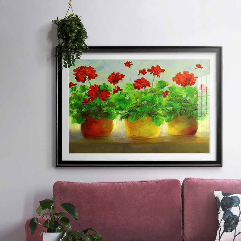 Geraniums III, reproduction d'art encadrée, Noir, H 27 po x l 39 po x P 1,5 po