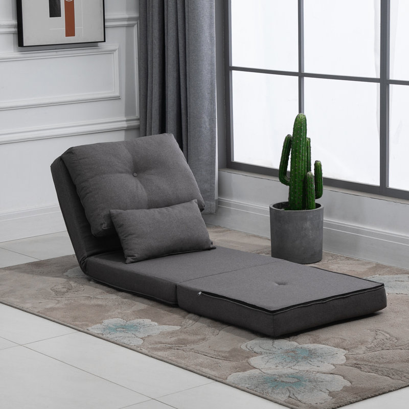 Spofford Convertible Flip Chair, Floor Lazy Sofa, Folding Upholstered Couch Bed With Adjustable Backrest, Metal Frame And Pillows For Living Room Bedroom