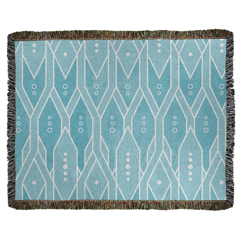 Jeté en coton tissé à motif de treillis Katelyn Elizabeth, Bleu sarcelle
