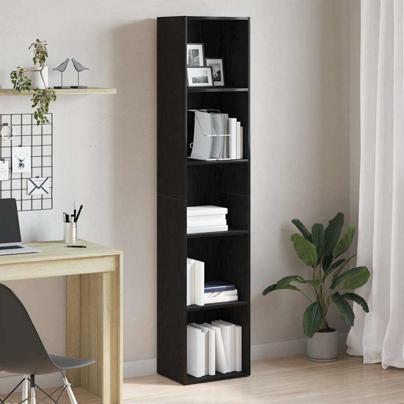Bookshelf Engineered Wood, (5 Shelves) 189cmH x 40cmW x 30cmD, Black
