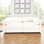 Élégant canapé 2 places en chenille blanche avec siège de rangement, dossier cylindrique et accoudoirs, causeuse moderne en tissu avec espace de rangement caché