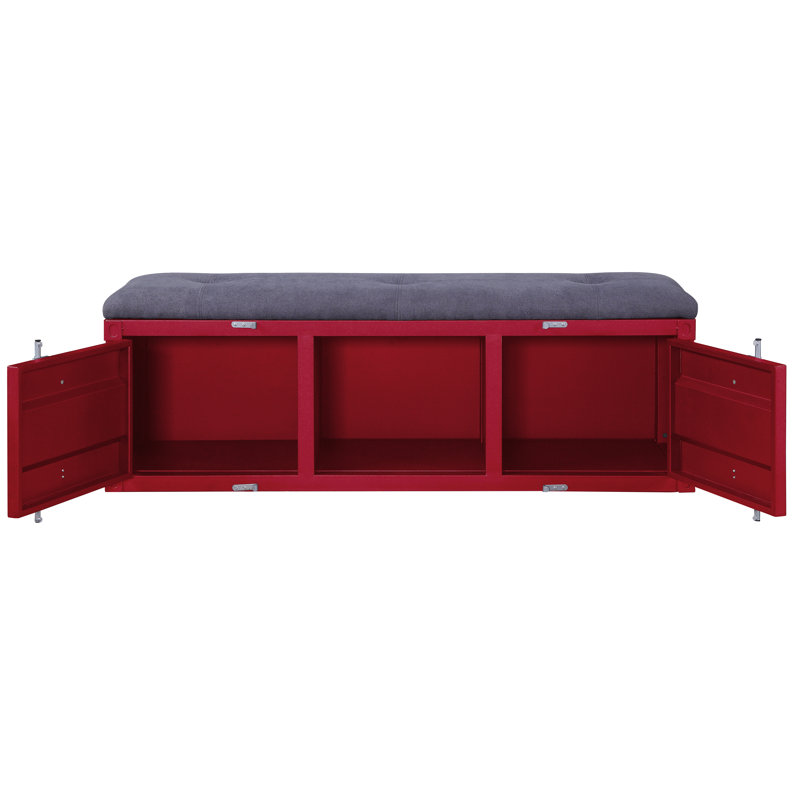 Banc de rangement rembourré Egon, Rouge, H 19 po x L 56 po x P 16 po 