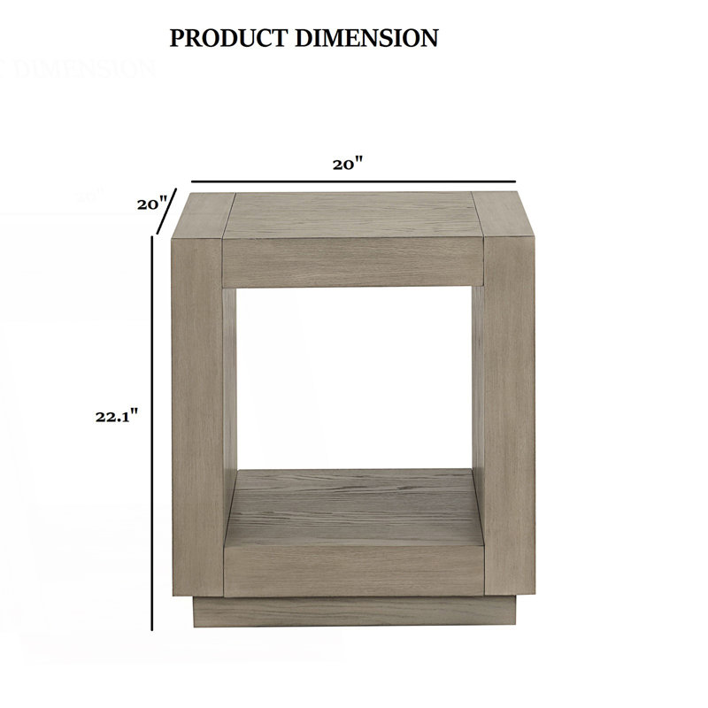 Table de bout carrée 1Pc avec tablette inférieure ouverte, table de boisson
