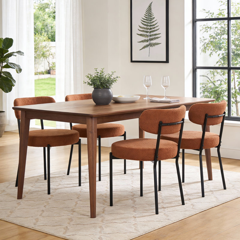 Ensemble de chaises de salle à manger en sherpa Boucle, 4, Orange