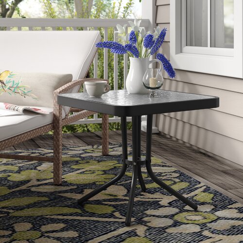 August Grove® Basile Glass Outdoor Side Table | Wayfair