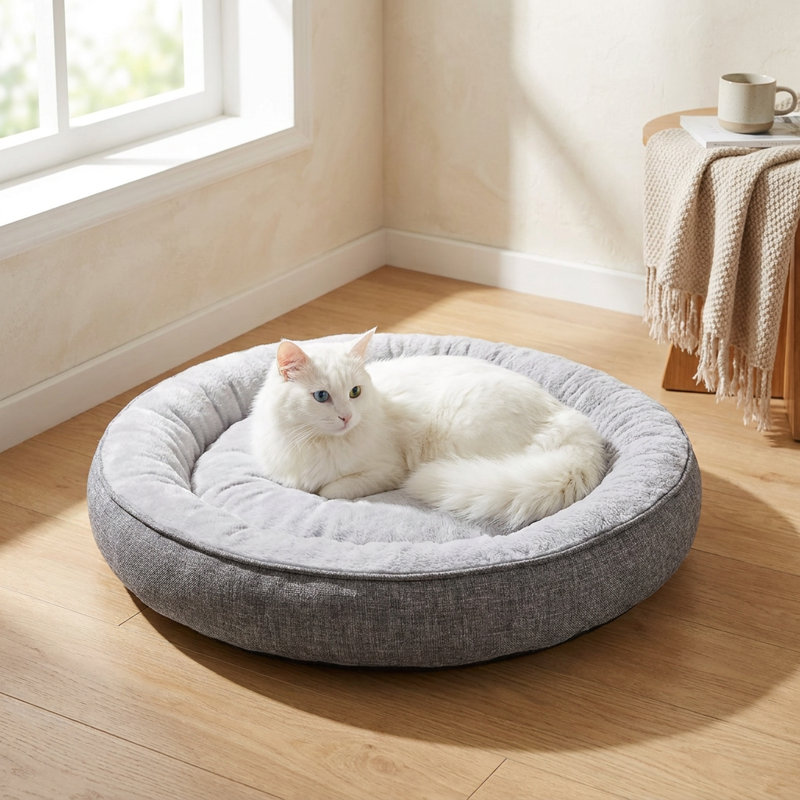 Haven Grey Comfort Pillow Cat Bed, Gray