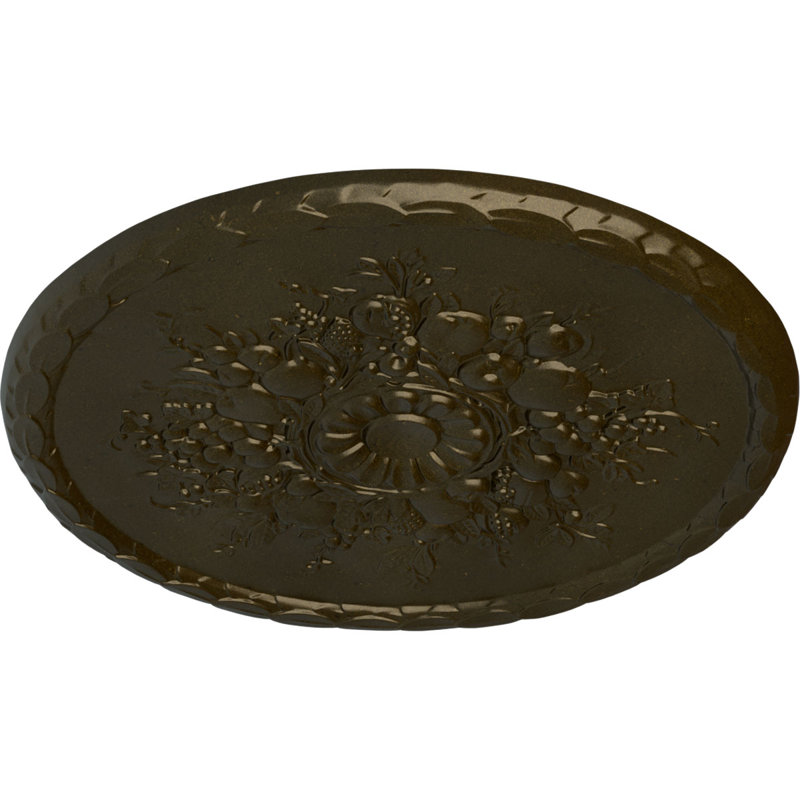 Médaillon de plafond Endurathane Anthony Harvest, DO 22 1/2 po x P 1 1/4 po (pour auvents jusqu'à 2 1/8 po), finition or vert peint à la main