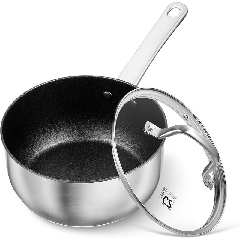 Casserole antiadhésive en acier inoxydable, 3 pintes