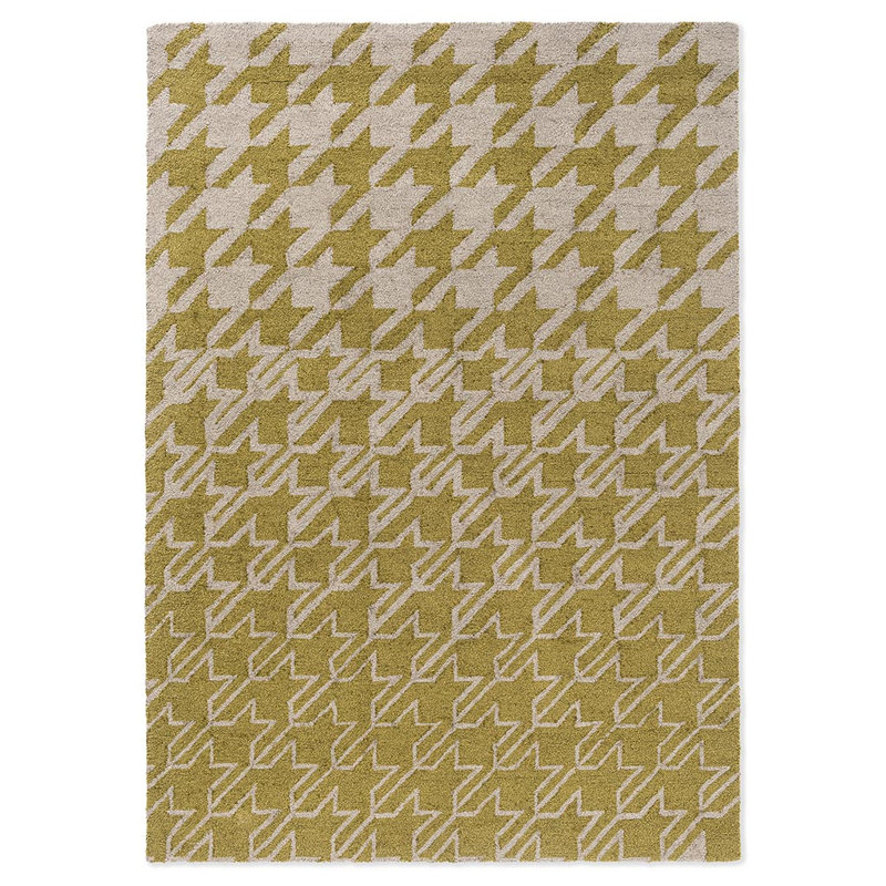 Houndstooth Area Rug in Mustard/Gray, Rectangle 5'3" x 7'6"
