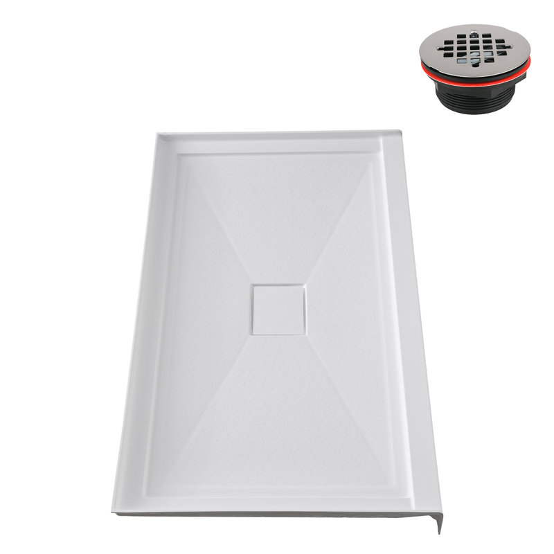 Receveur de douche en alcôve Streamline GB-658-632, 152,4 cm x 91,4 cm, en acrylique blanc lustré, avec bonde centrale et bonde incluse.