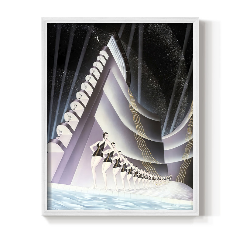 Aquacade, reproduction encadrée - bois massif, H 30 po x l 24 po, Blanc