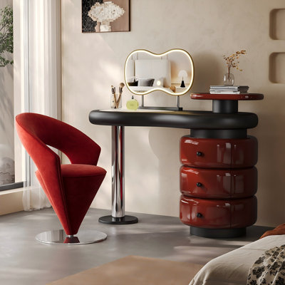 Meuble-lavabo de luxe intégré noir-rouge