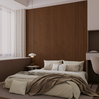 4 PCS 103.94''x5.7'' Slat Solid Wood Wall Paneling for Office and Ceiling Decoration(16.45 sq.ft./Case)