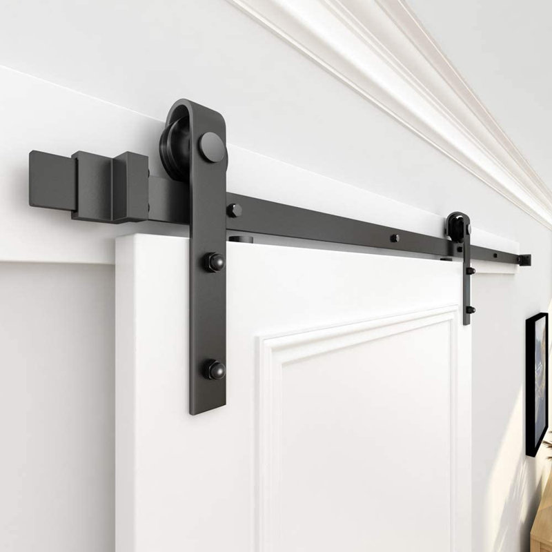 72-Inch Matte Black Steel Sliding Barn Door Hardware Kit