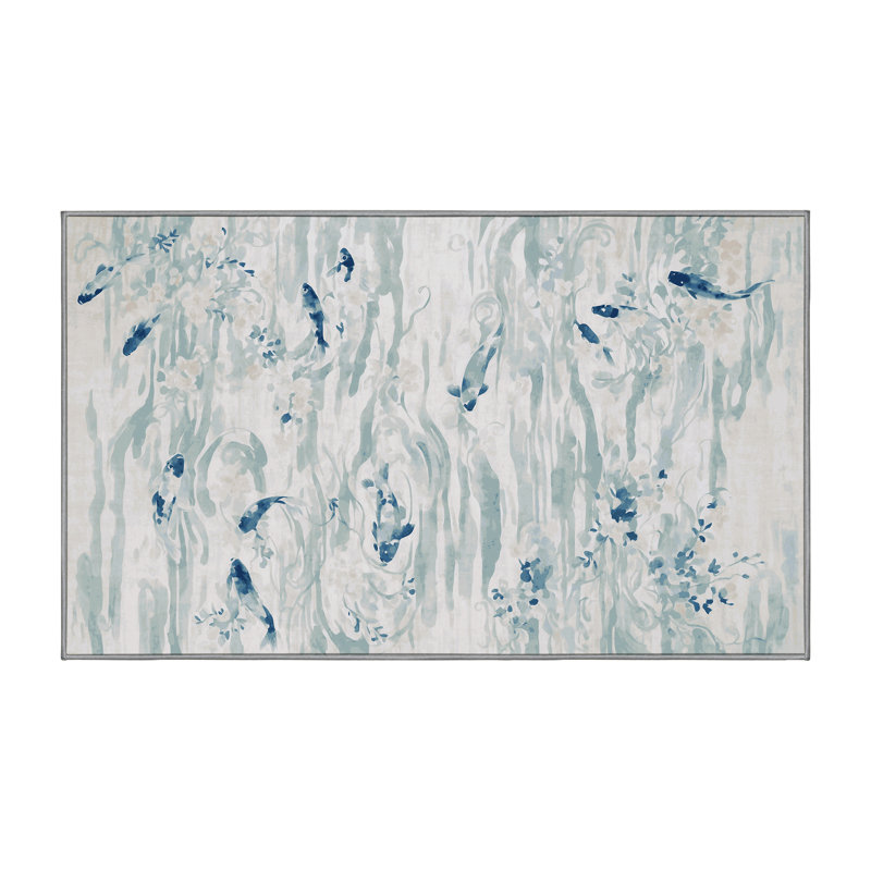 Machine Washable Gray Area Rug, Rectangle 7' x 9'