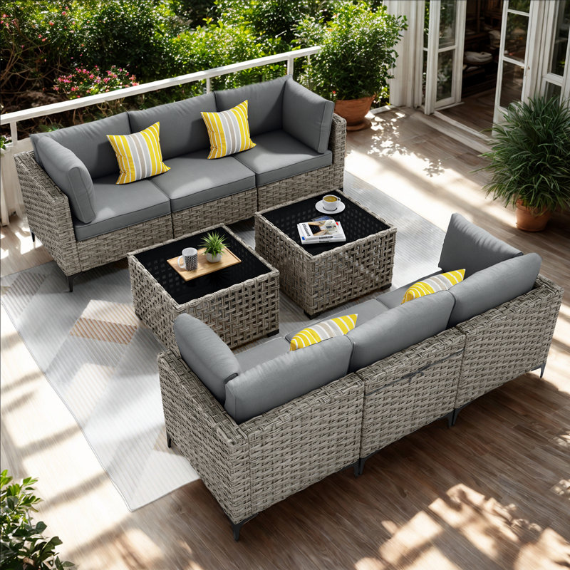 6 - Person Outdoor Seating Group With Cushions, Dark Gray