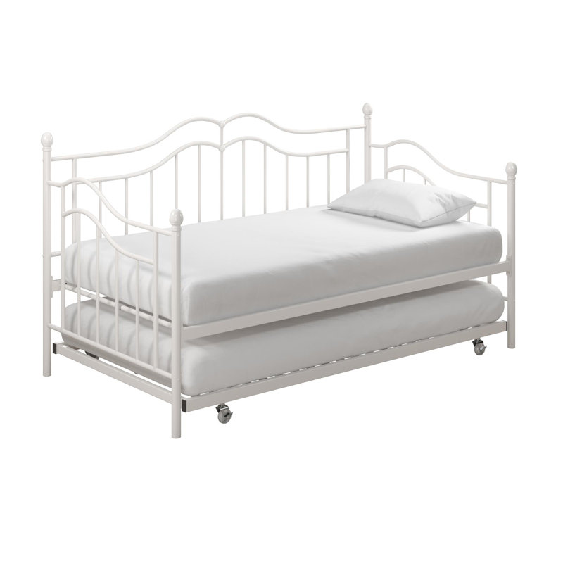 Metal Daybed with Trundle, White, Twin