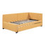 Lit de jour rembourré de conception classique avec lit gigogne, taille simple, tissu en lin de couleur jaune, sans sommier-13266576