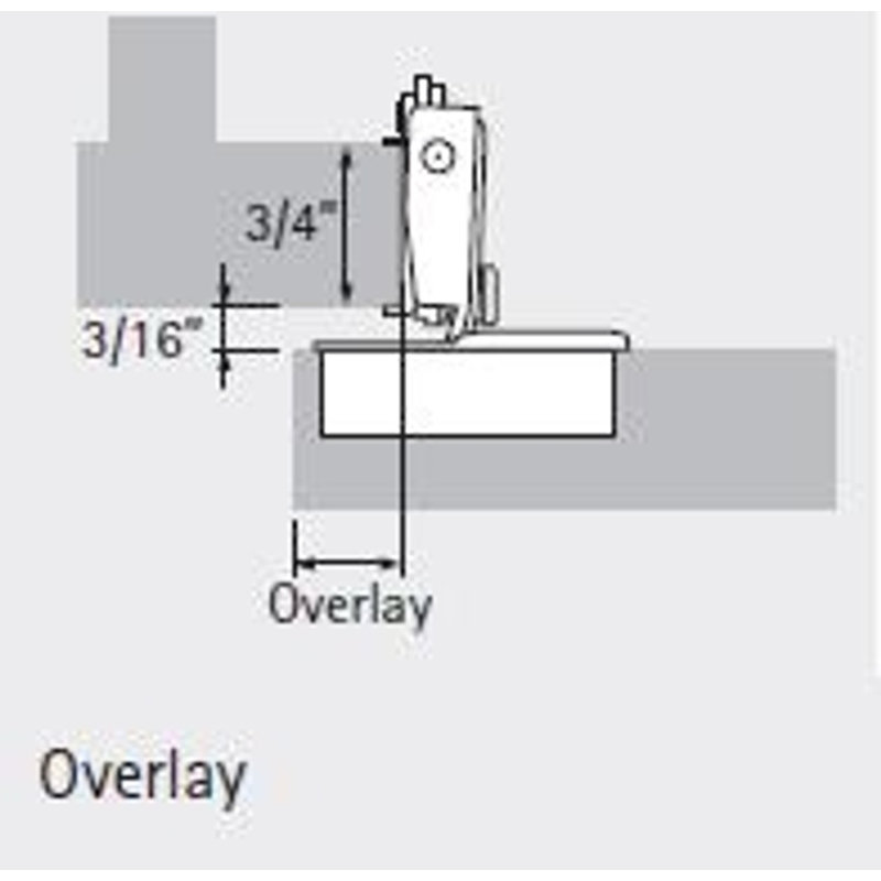 Charnière enfichable à cadre réglable 6 voies à 105 degrés Optimat 3E avec chevilles de 8 mm