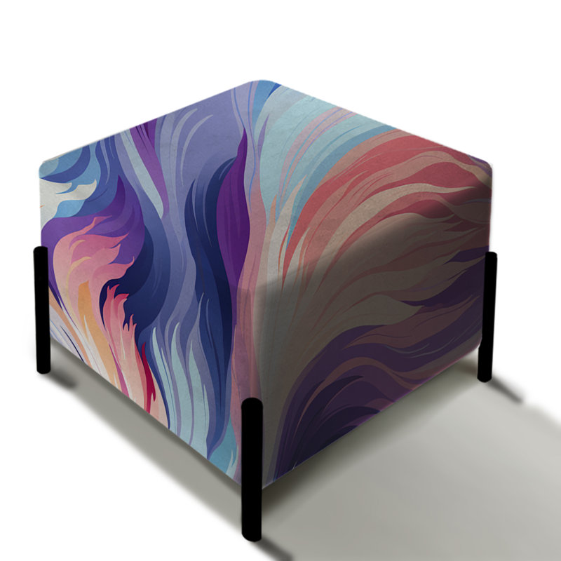 Ikat Dreams mauve et bleu - repose-pieds carré abstrait