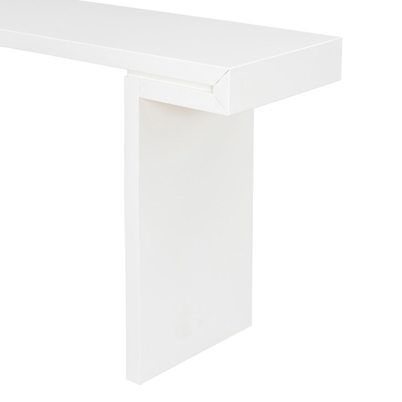 Console géométrique de 60 pouces avec finition peinte et pieds réglables, Blanc