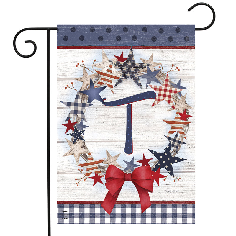 American Wreath Monogram T Garden Flag