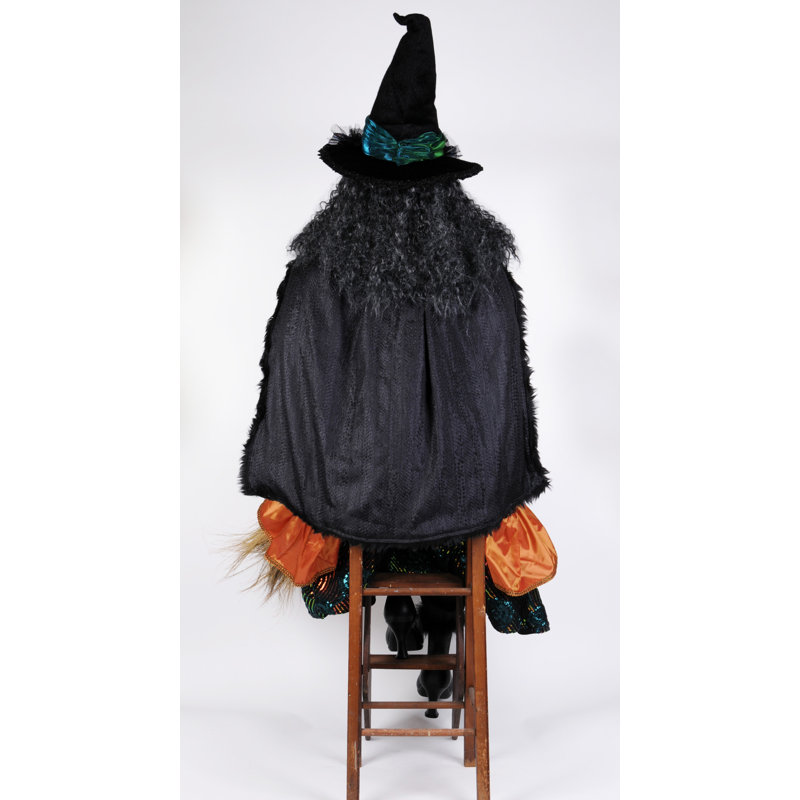 Sitting Witch with Lighted Pumpkin
