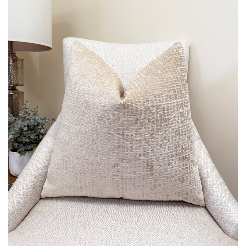 Housse de coussin en velours texturé, Naturel, 22 x 22 po