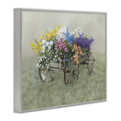 Floral Filled Wagon Framed Giclee Art by Pam Britton