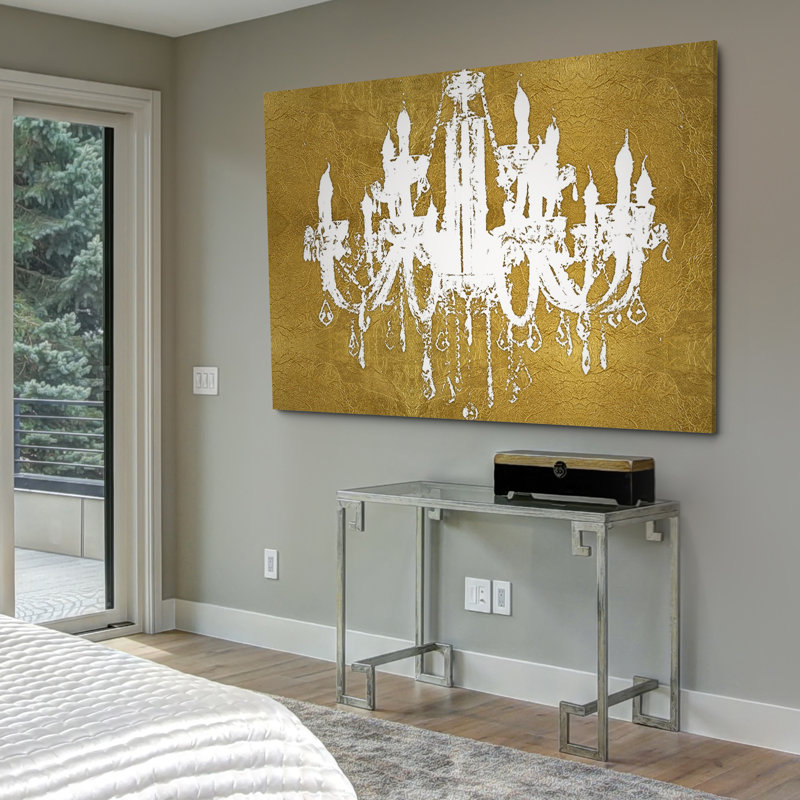 Golden Chandelier - Impression sur toile tendue, H 12 po x l 18 po x P 1,5 po