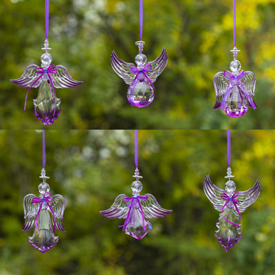 Ensemble de 6 décorations en acrylique avec un ange suspendu en acrylique