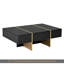 Table basse 47,2 po x 31,4 po minimaliste ultrabrillante avec 2 tiroirs, canapé rectangulaire multi-rangements avec pieds en grain de bois doré, table centrale moderne pour le salon, noir-8622232