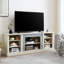 Meuble télé en imitation pierre empilée, blanc, avec rangement pour téléviseurs de 75 pouces, console ambiophonique, espace et