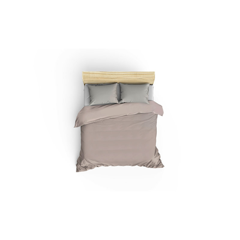 Ensemble de housse de couette 2 pièces Emme-Leigh, 87" x 87" Duvet Cover + 1 Pillowcase, Brun clair
