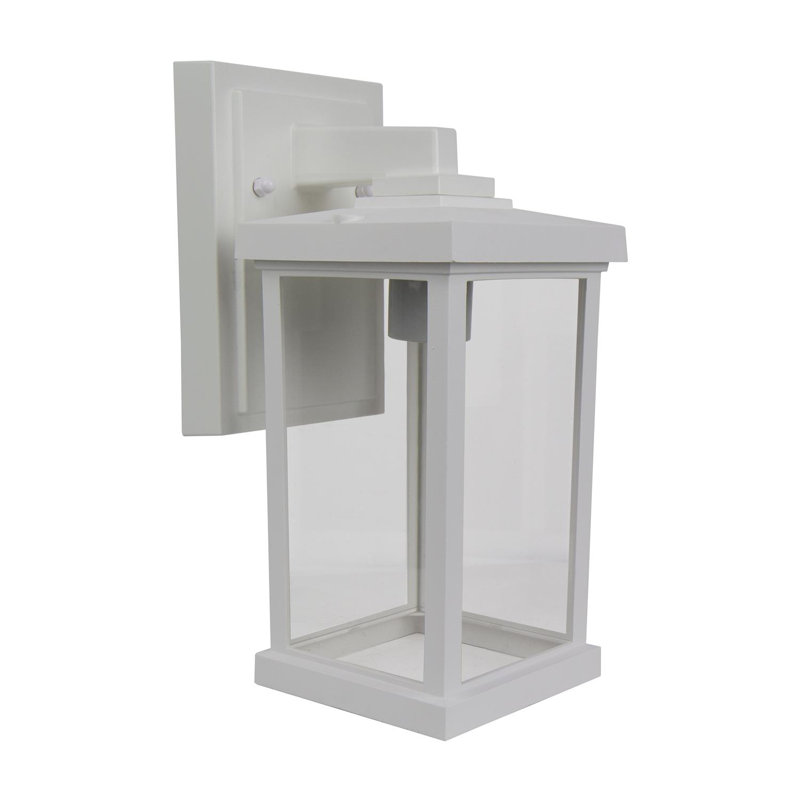 Artisan Square Outdoor Wall Lantern with Clear Acrylic Lens, 11.6" H x 5" W x 6.8" D , White