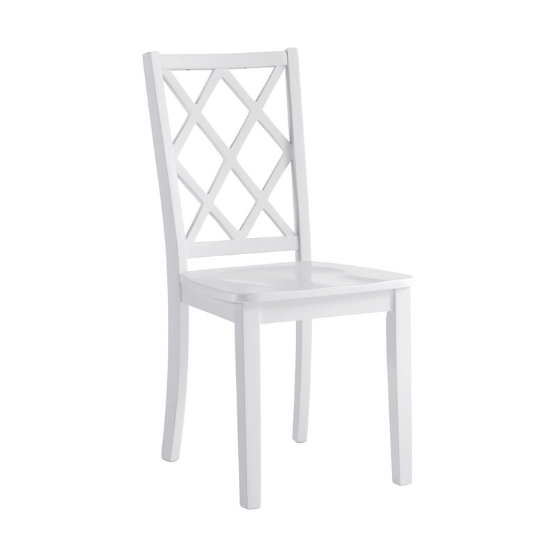21" Wide Dining Chair with a Lattice Back, White