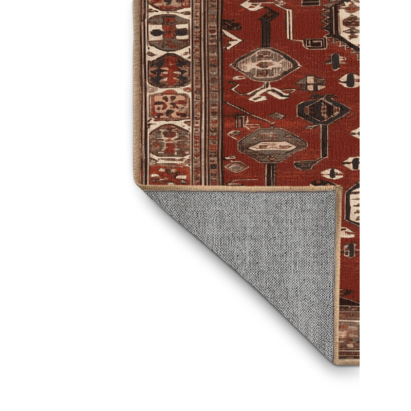 Tapis brun turc lavable à la machine, Rond 3 pi