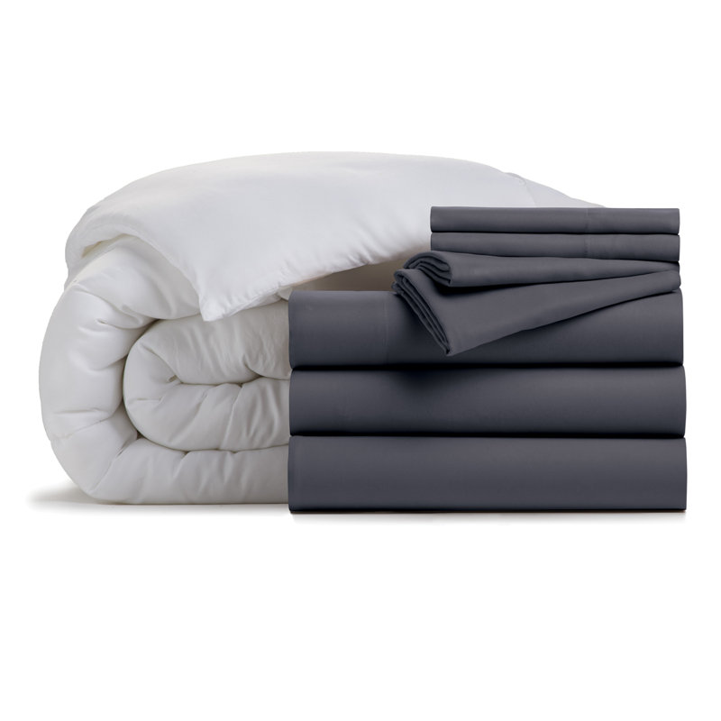 Home Cozy Touch Microfiber 8-Piece Bundle: Microfiber Sheet 4-Piece Set, Microfiber Duvet Cover 3-Piece Set, Microfiber Comforter