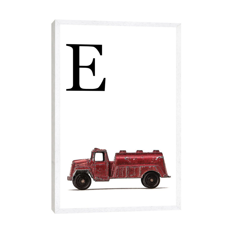 E Water Truck White Letter - Print on Canvas, 101.6 cm H x 66.04 cm W, White Framed