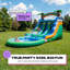 Glissade d'eau à deux voies avec piscine Pop Jump Tropical Island - 23 pi de longueur, 13 pi de hauteur - Vinyle 100% PVC, construction renforcée de force commerciale - Glissade de cour pour enfants et adultes, amusement estival humide ou sec