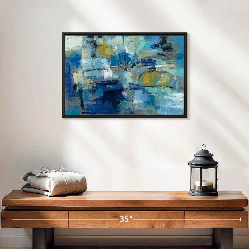 Ultramarine Waves III, 19 po x 13 po, Cadre flottant noir