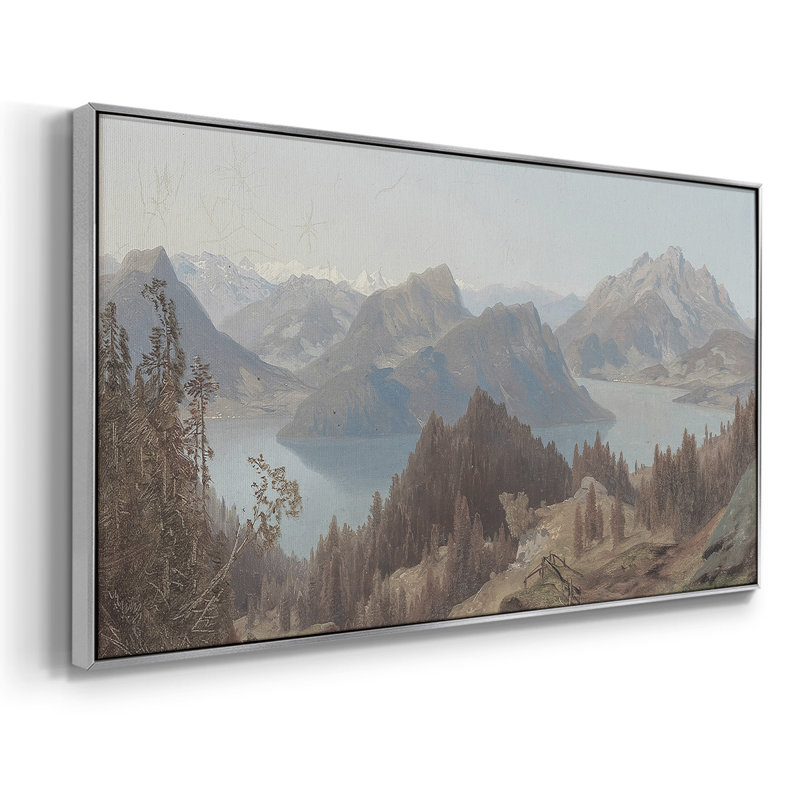Série paysage - DCLXIV - Toile tendue avec châssis encadré - Prêt à être accroché, H 25 po x l 49 po, Argent argent