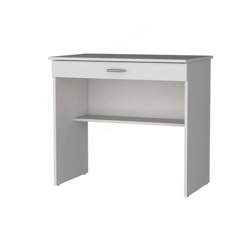 Bureau de rangement Kaylor, design moderne avec tiroir et tablette, Blanc