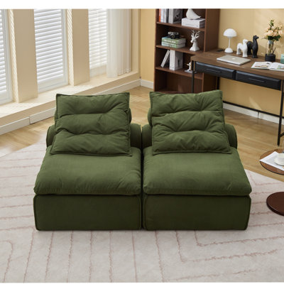 Canapé modulaire polyvalent avec revêtement en velours côtelé doux et coussins multiples pour la détente