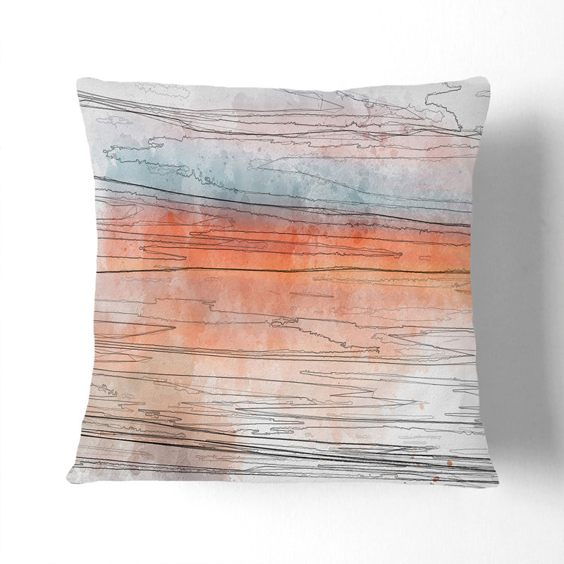 Abstract Square Throw Cushion, 40cm H x 40cm W x 15cm D, Black