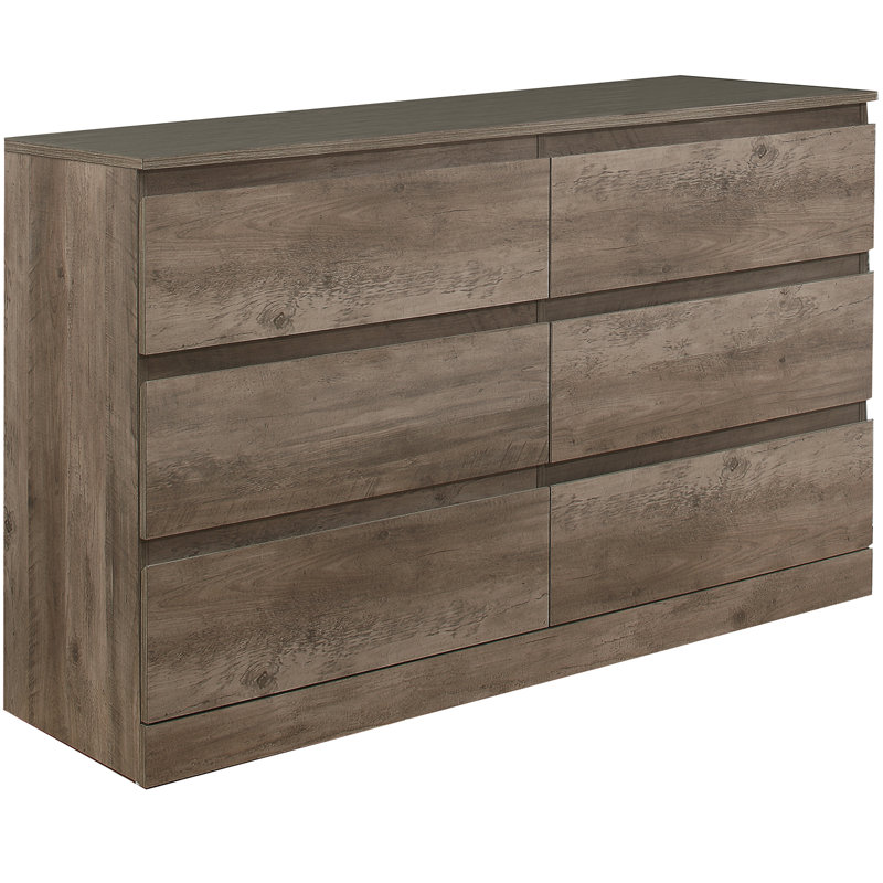 Commode horizontale à 6 tiroirs, Chêne gris