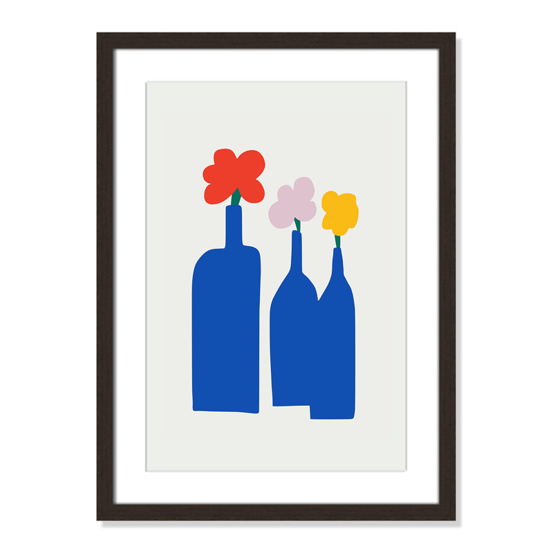 «Bold Blooms Trio Print» par Dean, Open Grain Walnut, L 17 po x H 23 po, Matted Print
