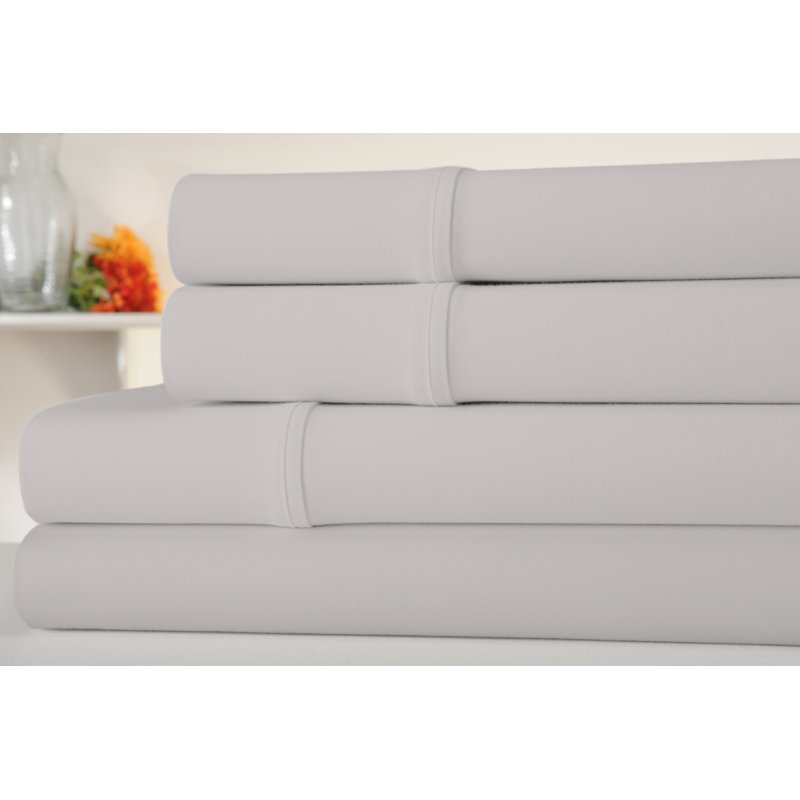 Luxury Home 1000 Thread Count Standard Cotton Sheet Set, Twin Sheet Set with 1 Pillowcase, Silver