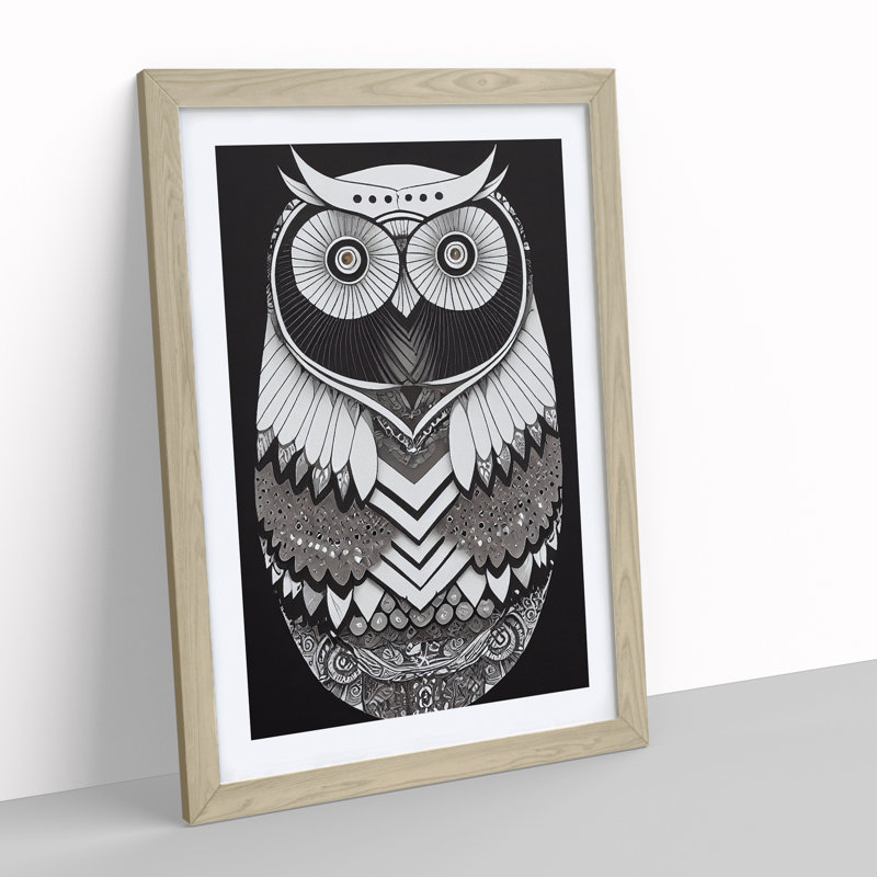 Otherworldly Owl - Framed Print, 34cm H x 25cm W x 2cm D, Oak
