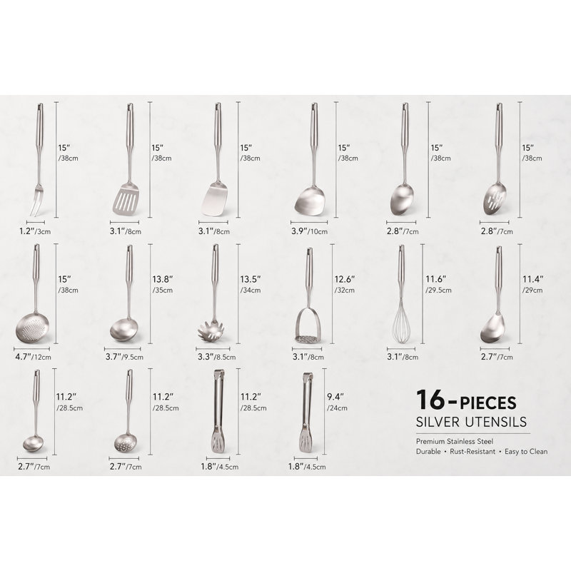 18/10 Stainless Steel Small & Large Cooking Spoons Set